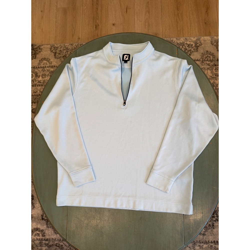 FootJoy Mens XXL Light Blue Quarter Zip Golf Pullover Long Sleeve Textured Knit
